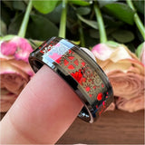 8mm 6mm Tungsten Couple's Aniversary Ring Gear Inlay Polished Finish