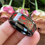 8mm 6mm Tungsten Couple's Aniversary Ring Gear Inlay Polished Finish