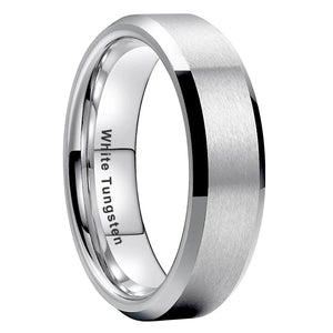 8mm Tungsten Wedding Ring For Men Women Beveled Edges Matte Brushed Finish