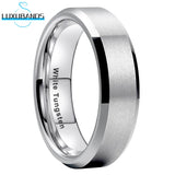 8mm Tungsten Wedding Ring For Men Women Beveled Edges Matte Brushed Finish