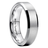 8mm Tungsten Wedding Ring For Men Women Beveled Edges Matte Brushed Finish