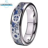 8mm 6mm Tungsten Wedding Ring Beveled Edges Carbon-Fiber Inlay