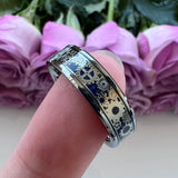 8mm 6mm Tungsten Wedding Ring Beveled Edges Carbon-Fiber Inlay