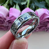 8mm 6mm Tungsten Wedding Ring Beveled Edges Carbon-Fiber Inlay