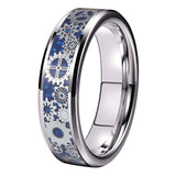 8mm 6mm Tungsten Wedding Ring Beveled Edges Carbon-Fiber Inlay