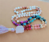 8mm 7 Chakras 108 Beads Tassel Knotted Necklace Lucky Cuff