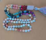 8mm 7 Chakras 108 Beads Tassel Knotted Necklace Lucky Cuff