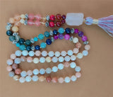 8mm 7 Chakras 108 Beads Tassel Knotted Necklace Lucky Cuff