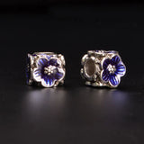 Enamel Glaze Flower Beads Tibetan Silver DIY Parts