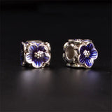 Enamel Glaze Flower Beads Tibetan Silver DIY Parts