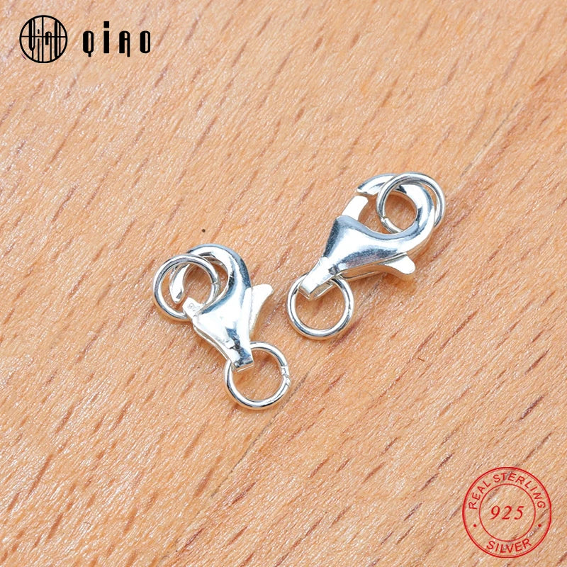 925 Silver Double Ring Lobster Clasps Jewelry Findings DIY Necklace Bracelet