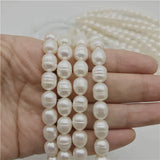 High Luster 8mm-9mm Oval Freshwater Pearls Beads 16''