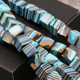 8mm Turkey Howlite Chalcedony Square Beads 15in