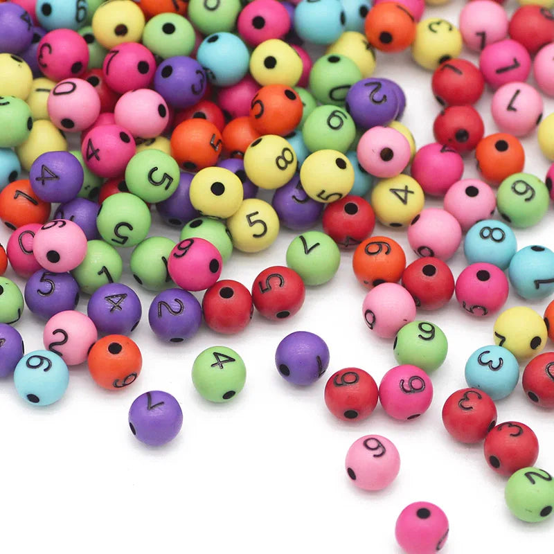 8mm Acrylic Multicolor Ball 0-9 Number Beads DIY Accessory 100pc