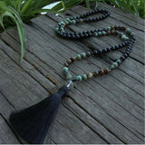 8mm African Turquoise 108 Beads Tassel Necklace Wristband