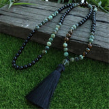 8mm African Turquoise 108 Beads Tassel Necklace Wristband