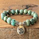 African Turquoise Bracelet 7.5 inches Monk Bead Reiki Meditation