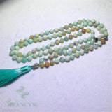 8mm Amazonite 108 Beads Buddha Tassel Necklace Lucky Buddhism Wrist Meditation