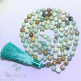 8mm Amazonite 108 Beads Buddha Tassel Necklace Lucky Buddhism Wrist Meditation