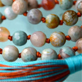 8mm Amazonite 108 Beads Tassel Necklace Japa Tibetan Classic Wristband Chakra