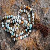 8mm Amazonite 108 Beads Tassel Necklace Prayer Wristband Chakra Buddhism