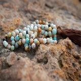 8mm Amazonite 108 Beads Tassel Necklace Prayer Wristband Chakra Buddhism