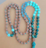 8mm Amazonite 108 Beads Tassel Necklace Meditation Bracelet
