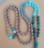 8mm Amazonite 108 Beads Tassel Necklace Meditation Bracelet