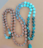 8mm Amazonite 108 Beads Tassel Necklace Meditation Bracelet