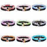 8mm Amber Lapis Lazuli Bead Stone Bracelet Owl Elbow Beaded Bracelets DIY Set