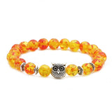 8mm Amber Lapis Lazuli Bead Stone Bracelet Owl Elbow Beaded Bracelets DIY Set