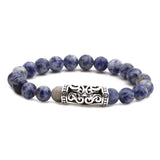 8mm Amber Lapis Lazuli Bead Stone Bracelet Owl Elbow Beaded Bracelets DIY Set