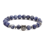 8mm Amber Lapis Lazuli Bead Stone Bracelet Owl Elbow Beaded Bracelets DIY Set