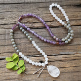 Amethyst Labradorite Lodolite Stone Beads Necklace