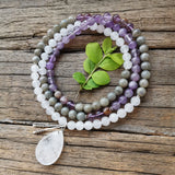 Amethyst Labradorite Lodolite Stone Beads Necklace