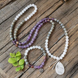 Amethyst Labradorite Lodolite Stone Beads Necklace