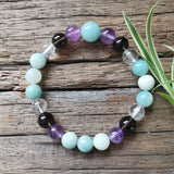 8mm Amethyst Smokey Quartz Beads,Amazonite Pendant,Prayer Bracelet