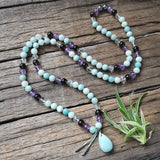 8mm Amethyst Smokey Quartz Beads,Amazonite Pendant,Prayer Bracelet