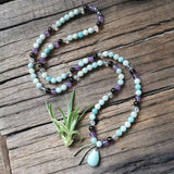 8mm Amethyst Smokey Quartz Beads,Amazonite Pendant,Prayer Bracelet