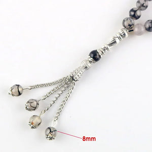 8mm Agate Islamic Rosary Tasbih Bracelet Tassel Pendant