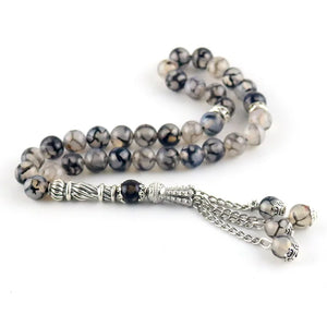8mm Agate Islamic Rosary Tasbih Bracelet Tassel Pendant