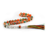 8mm Natural Stone Islamic Prayer Beads Bracelet with Tassel Pendant