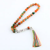 8mm Natural Stone Islamic Prayer Beads Bracelet with Tassel Pendant