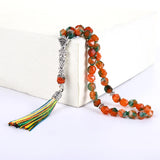 8mm Natural Stone Islamic Prayer Beads Bracelet with Tassel Pendant