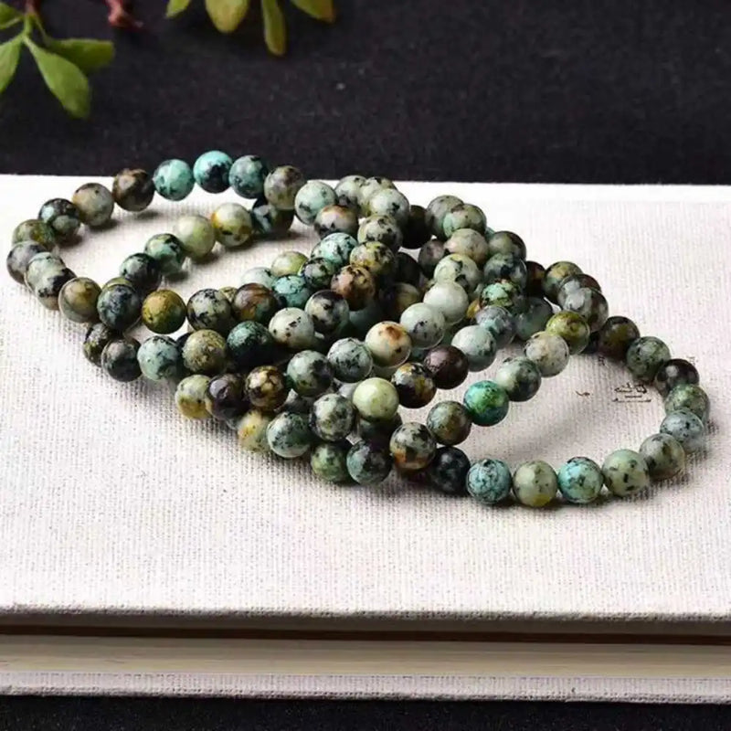 8mm African Turquoise Lucky Bracelet Cuff Dark Matter Taseel