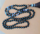 8mm Agate 108 Beads Tassel Knotted Necklace Chakra