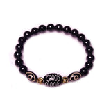 8mm Agate Beads Bracelet with 21 Eyes Buddha Eyes Tiger Teeth Totem Dzi Beads