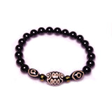 8mm Agate Beads Bracelet with 21 Eyes Buddha Eyes Tiger Teeth Totem Dzi Beads