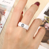 8mm Ceramic Women's Ring CZ Rhinestone Wedding Band