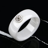 8mm Ceramic Women's Ring CZ Rhinestone Wedding Band